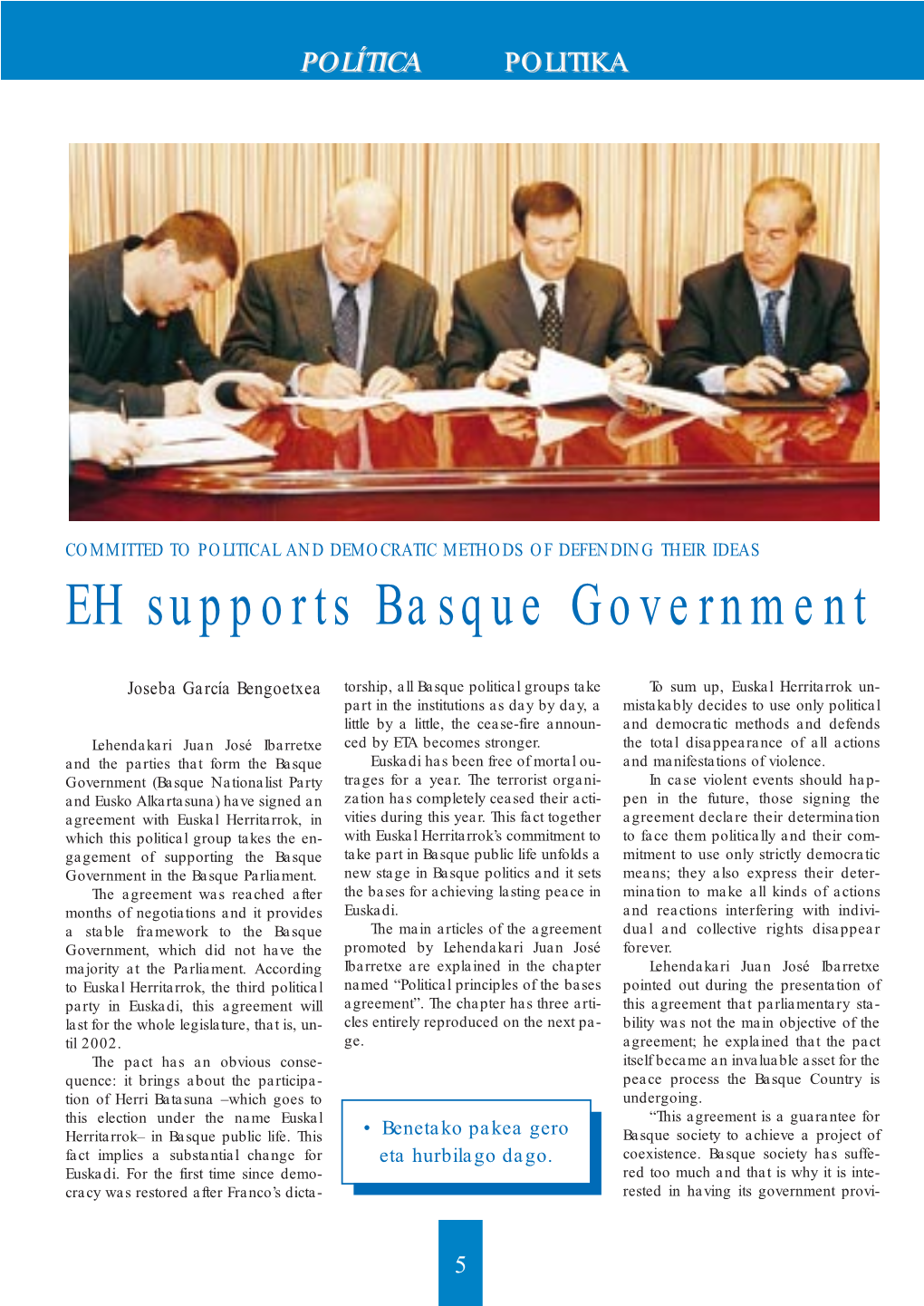 EH Supports Basque Government