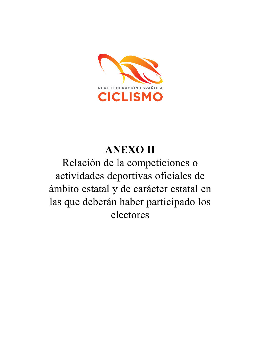 ANEXO II Relación De La Competiciones O Actividades