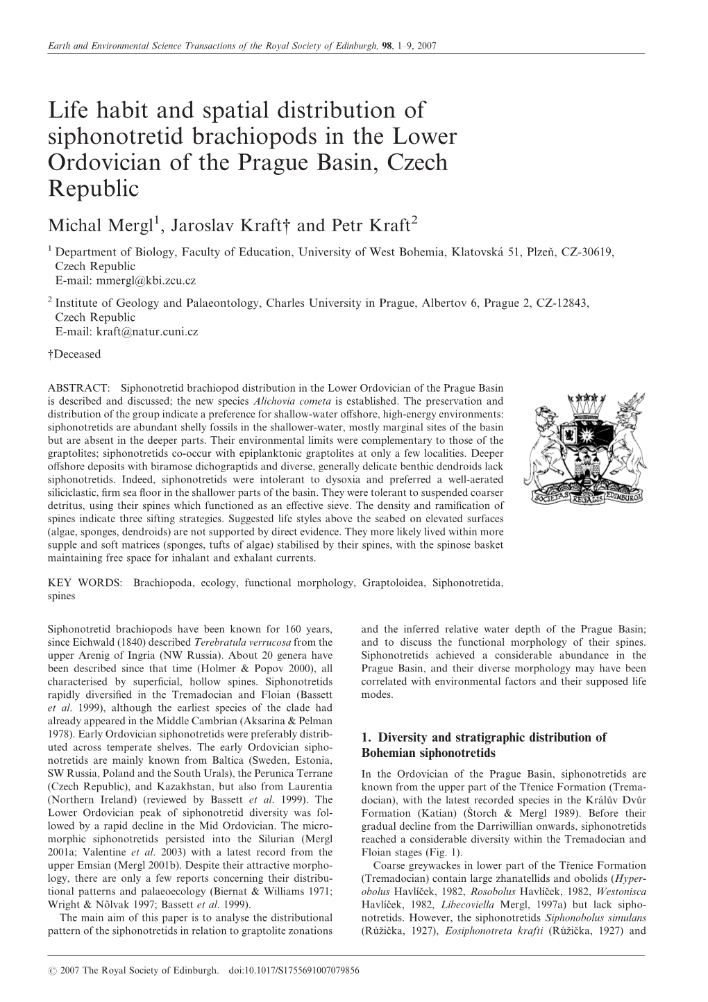 Life Habit and Spatial Distribution of Siphonotretid Brachiopods in The