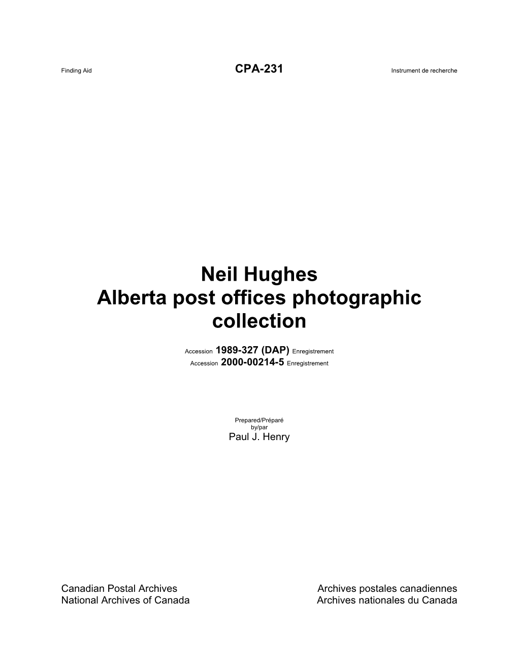 Neil Hughes Alberta Post Offices Photographic Collection