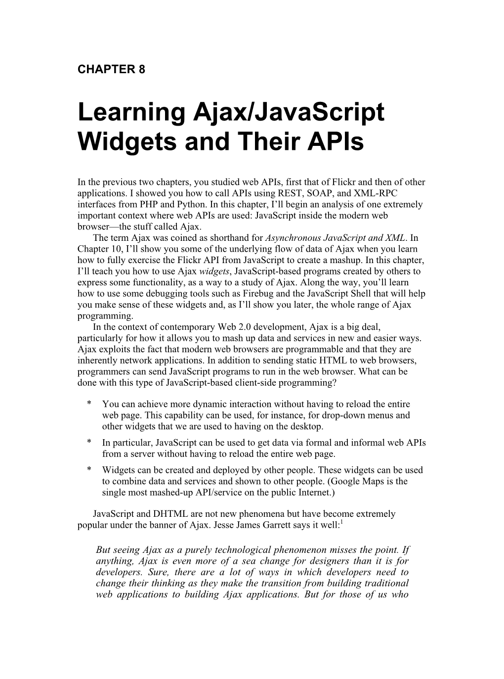 Learning Ajax/Javascript Widgets and Their Apis