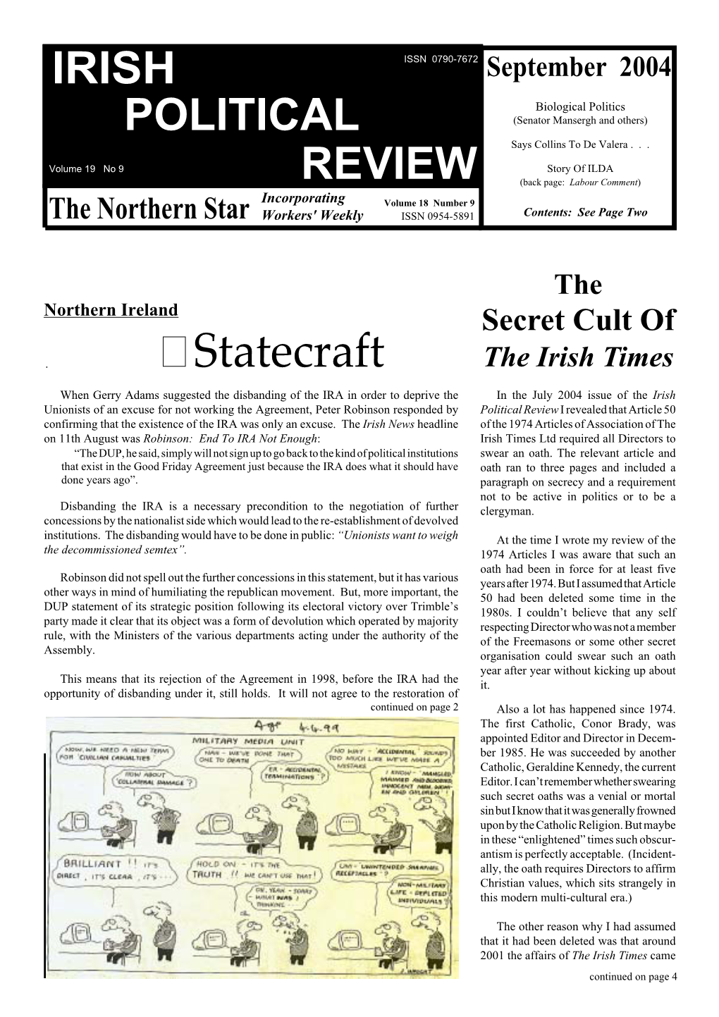 Irish Political Review, September 2004