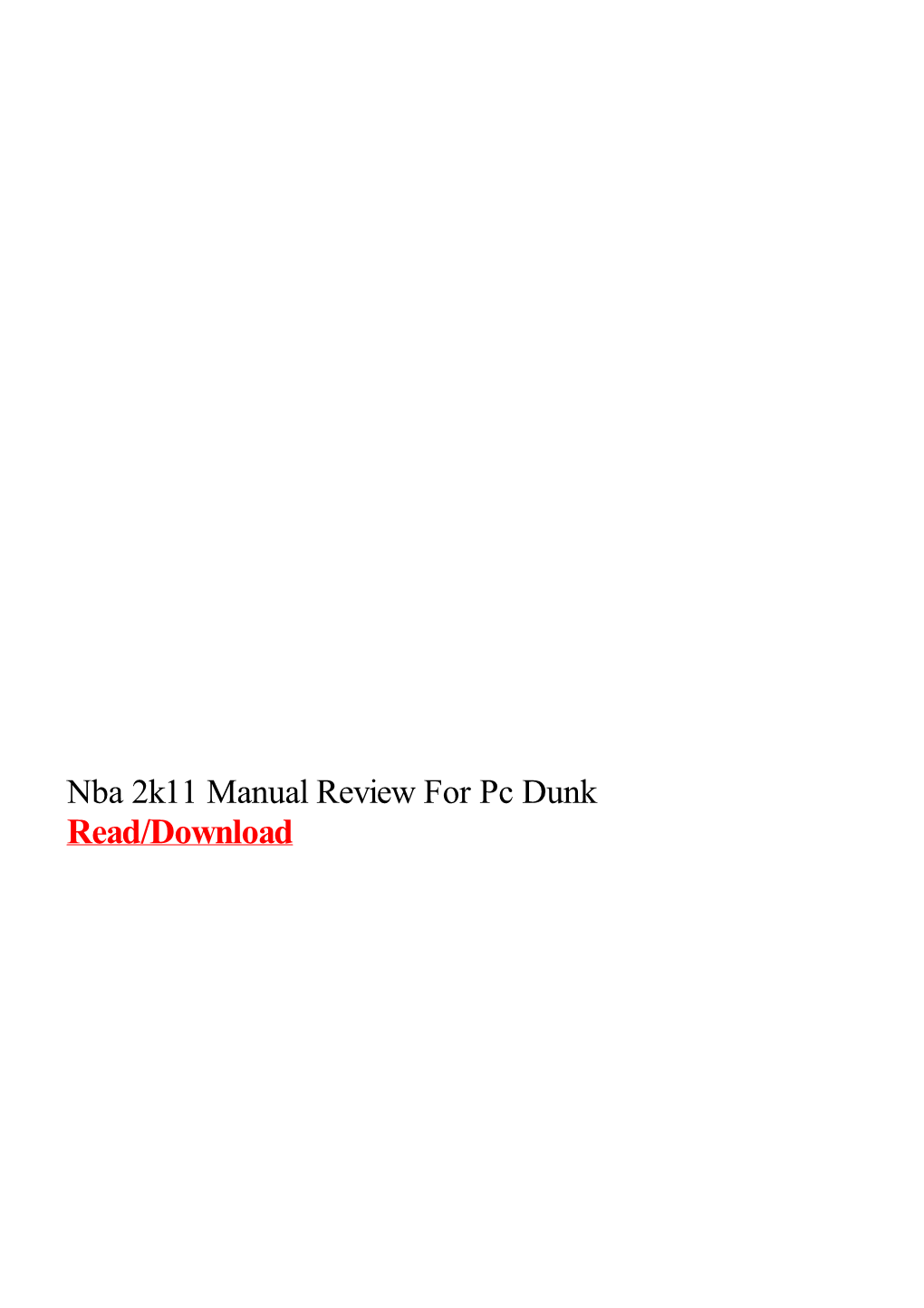 Nba 2K11 Manual Review for Pc Dunk