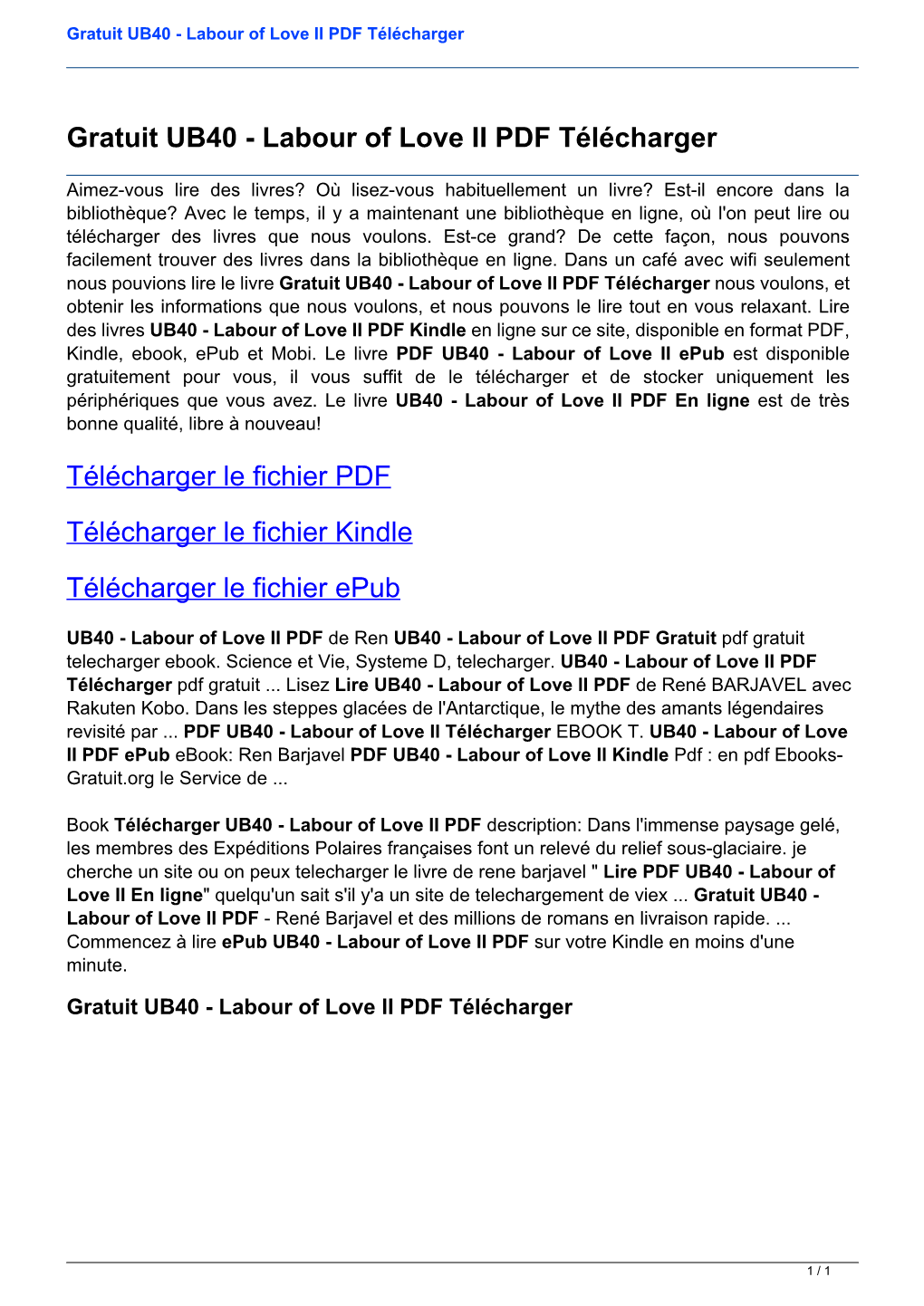 Gratuit UB40 - Labour of Love II PDF Télécharger