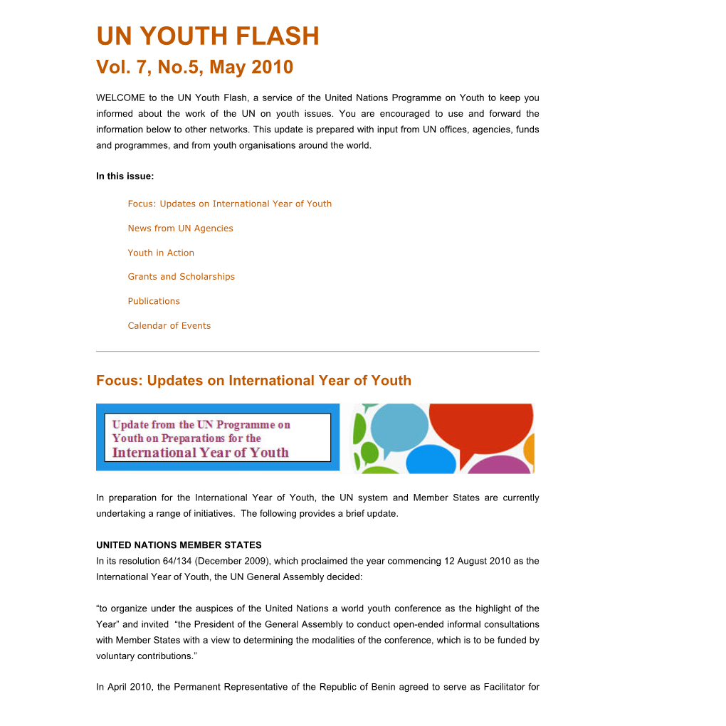 UN Youth Flash, May 2010 Page 1 of 12