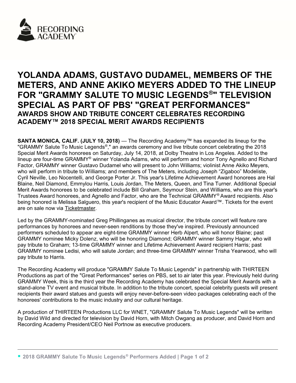 Yolanda Adams, Gustavo Dudamel, Members of The