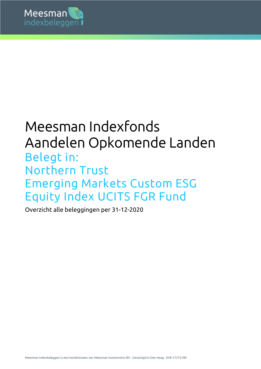 Meesman Indexfonds Aandelen Opkomende Landen