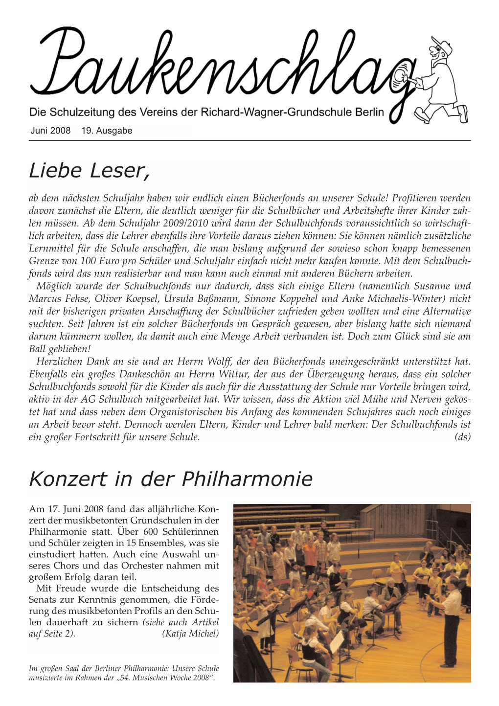 Liebe Leser, Konzert in Der Philharmonie