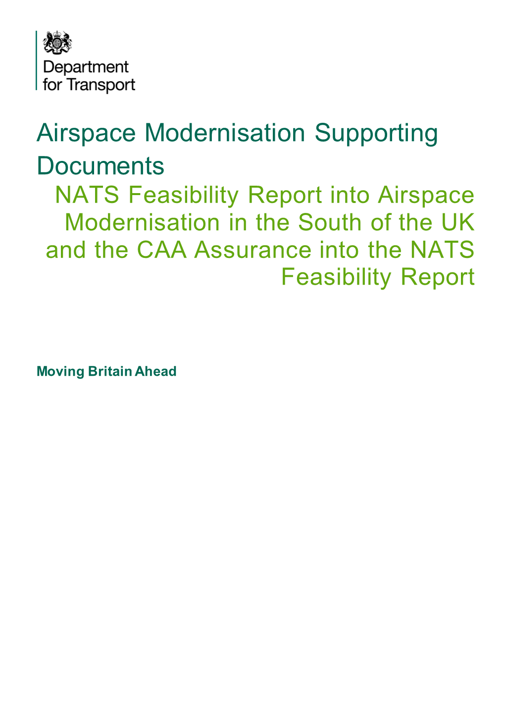 NATS Feasibility Report Into Airspace Modernisation in the South of the UK and the CAA Assurance Into the NATS Feasibility Report