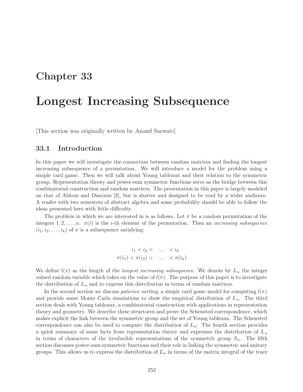 Longest Increasing Subsequence, Young Tableaux And