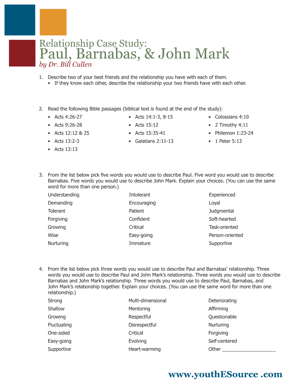 Relationship Case Study: Paul, Barnabas, & John Mark by Dr