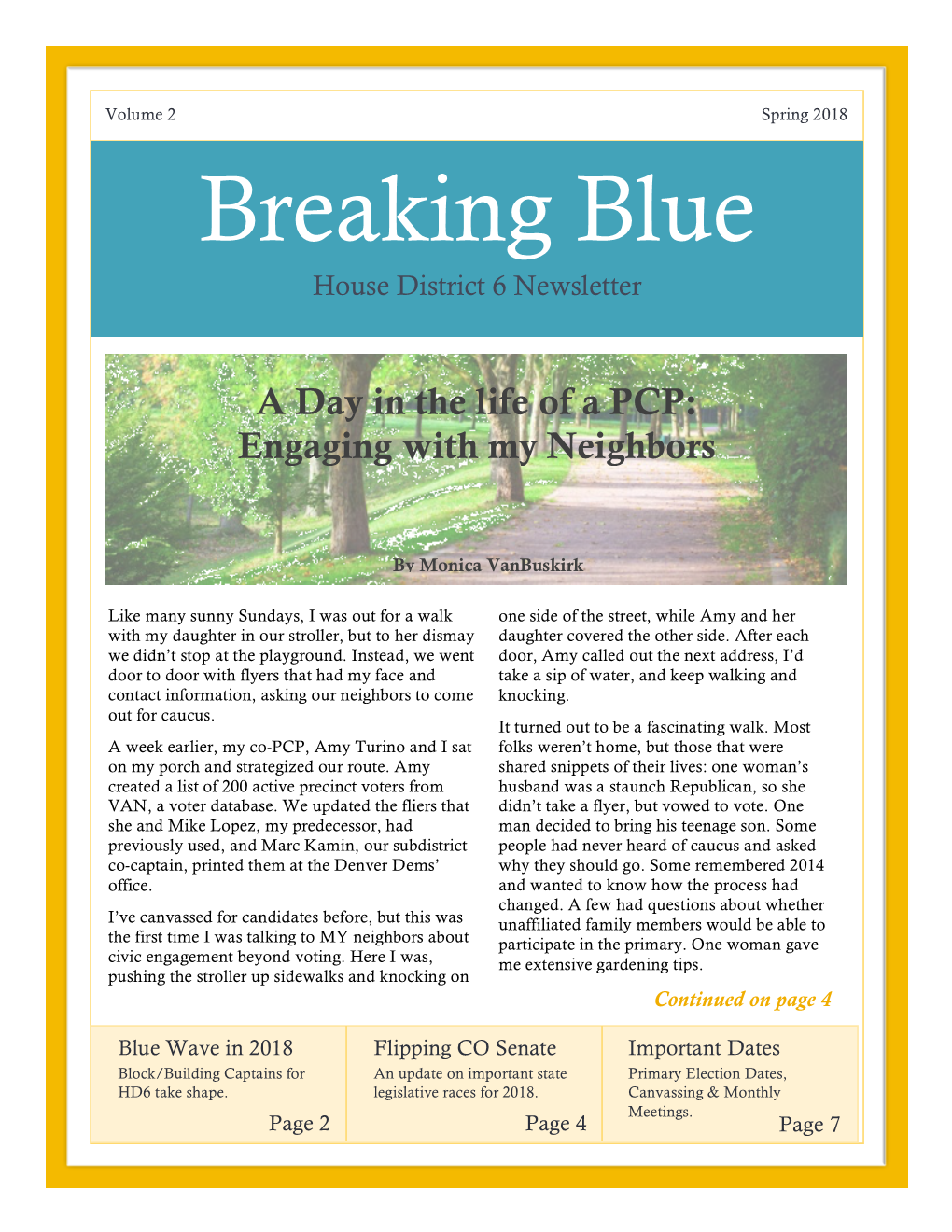 Breaking Blue House District 6 Newsletter