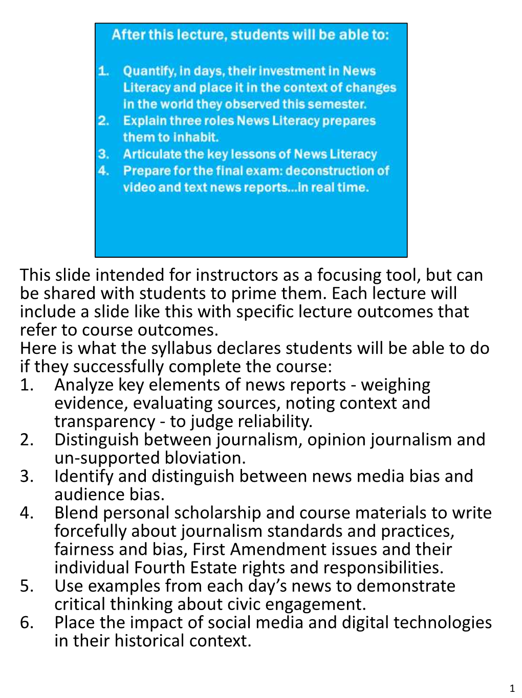 This Slide Intended for Instructors As a Focusing Tool, but Can Be Shared with Students to Prime Them