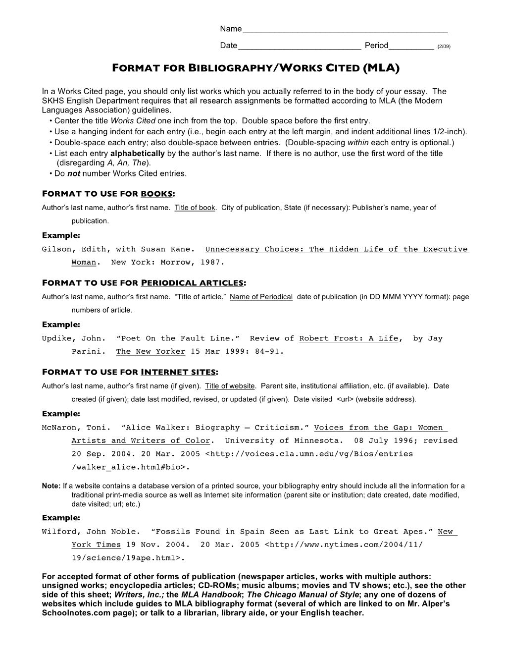 Research Biblio Form 1-09A