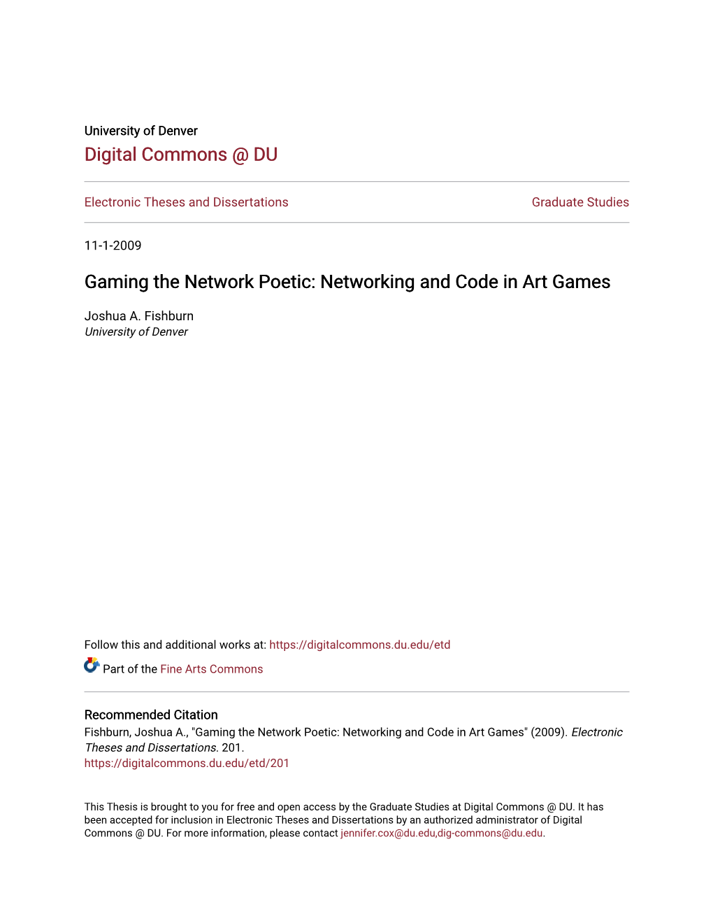 Gaming the Network Poetic: Networking and Code in Art Games