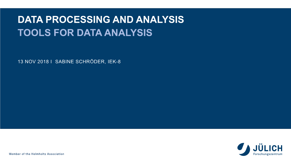 Tools for Data Analysis