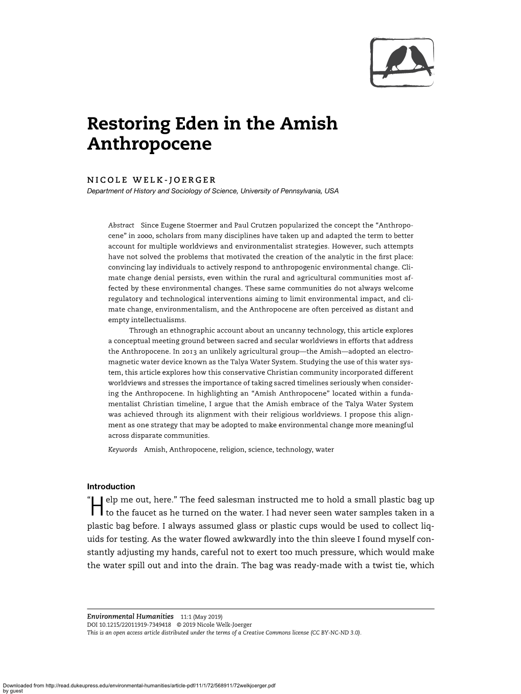 Restoring Eden in the Amish Anthropocene