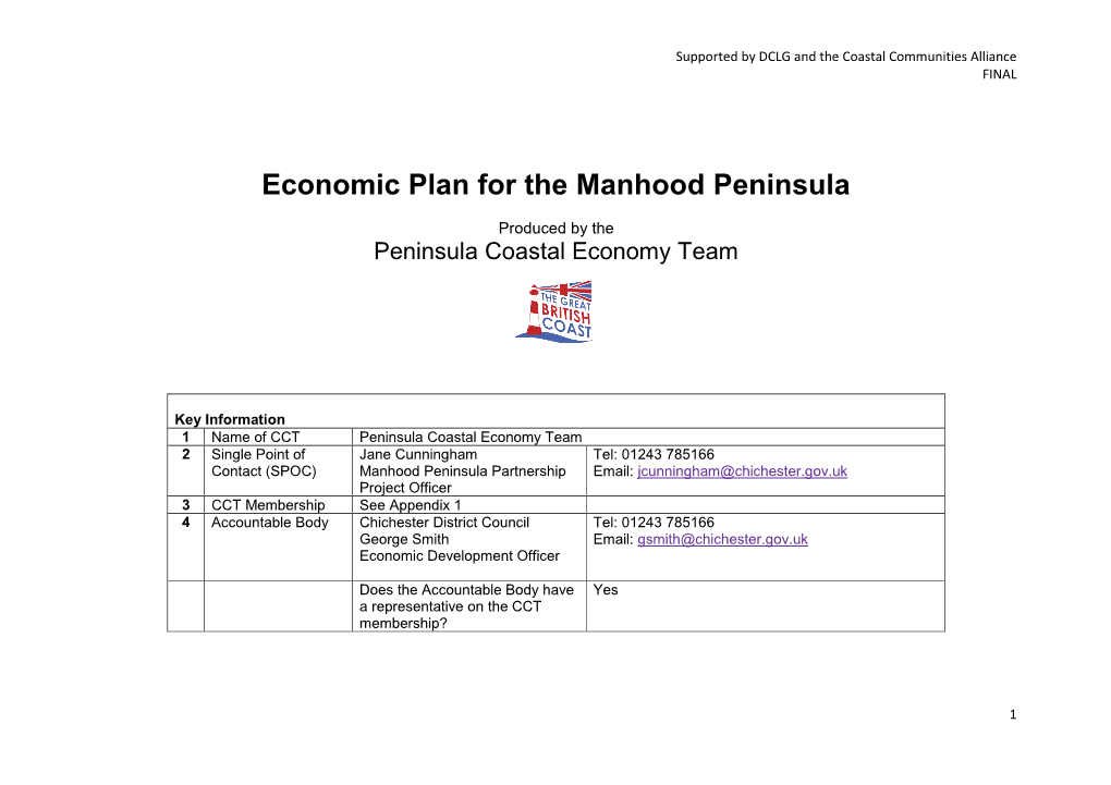 Economic Plan for the Manhood Peninsula