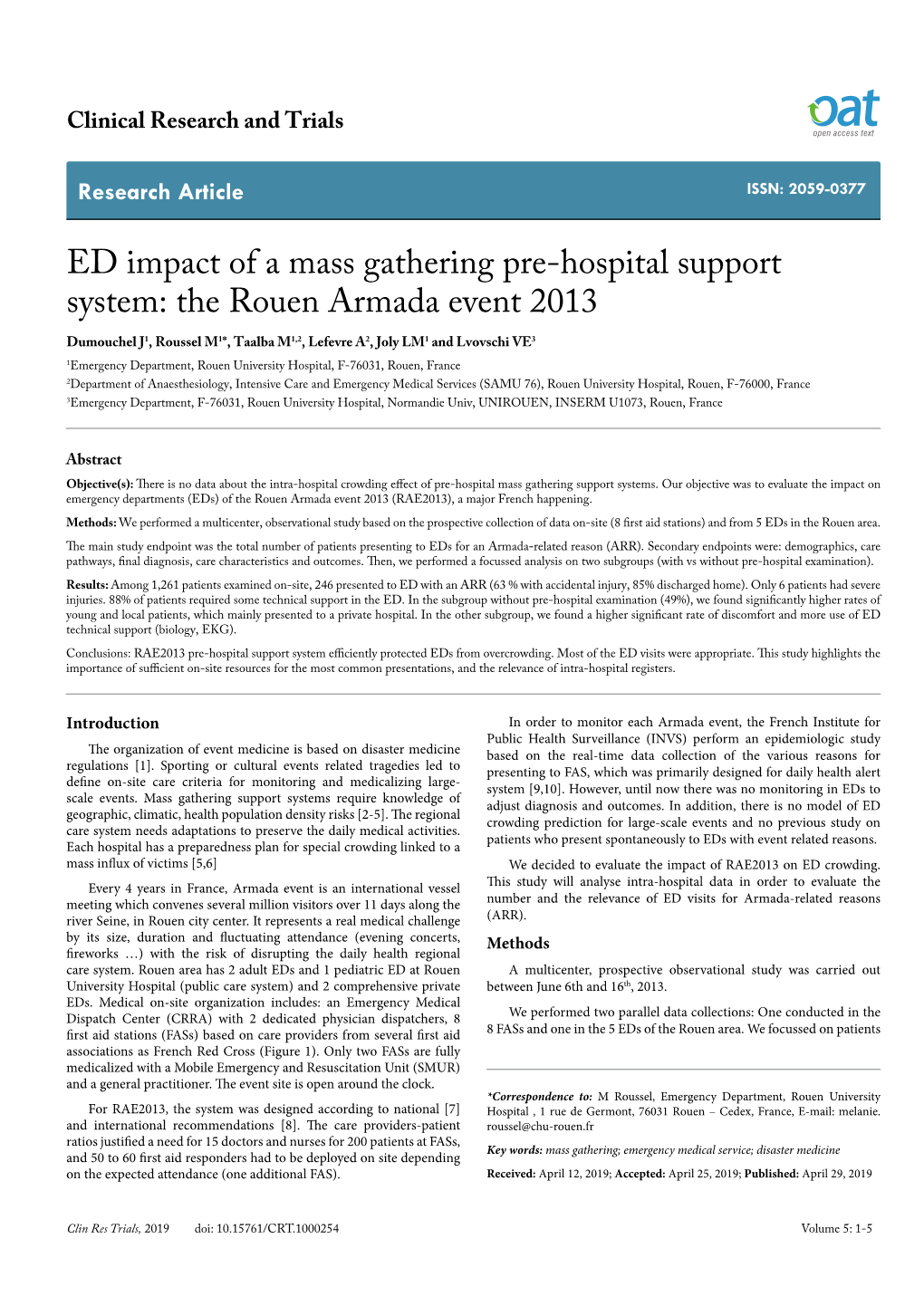 ED Impact of a Mass Gathering Pre-Hospital Support System