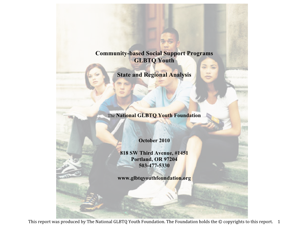 Community-Based Social Support Programs GLBTQ Youth State and Regional Analysis