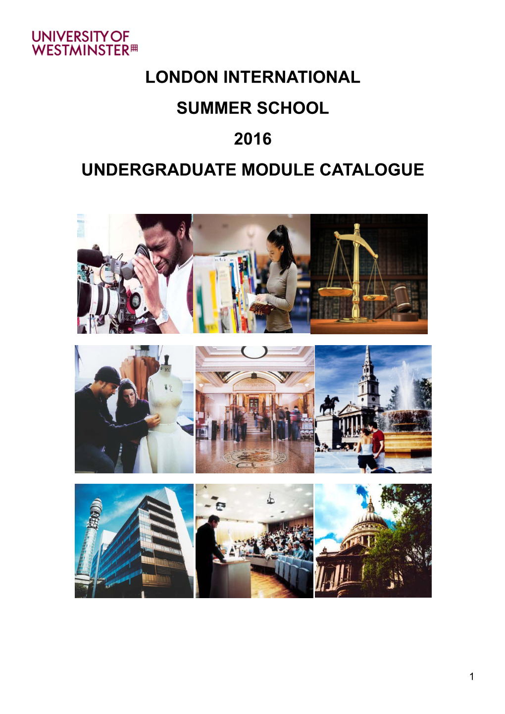 London International Summer School 2016 Undergraduate Module Catalogue