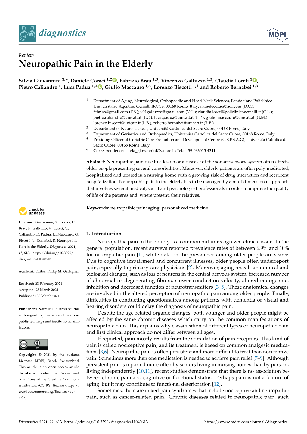 Neuropathic Pain in the Elderly