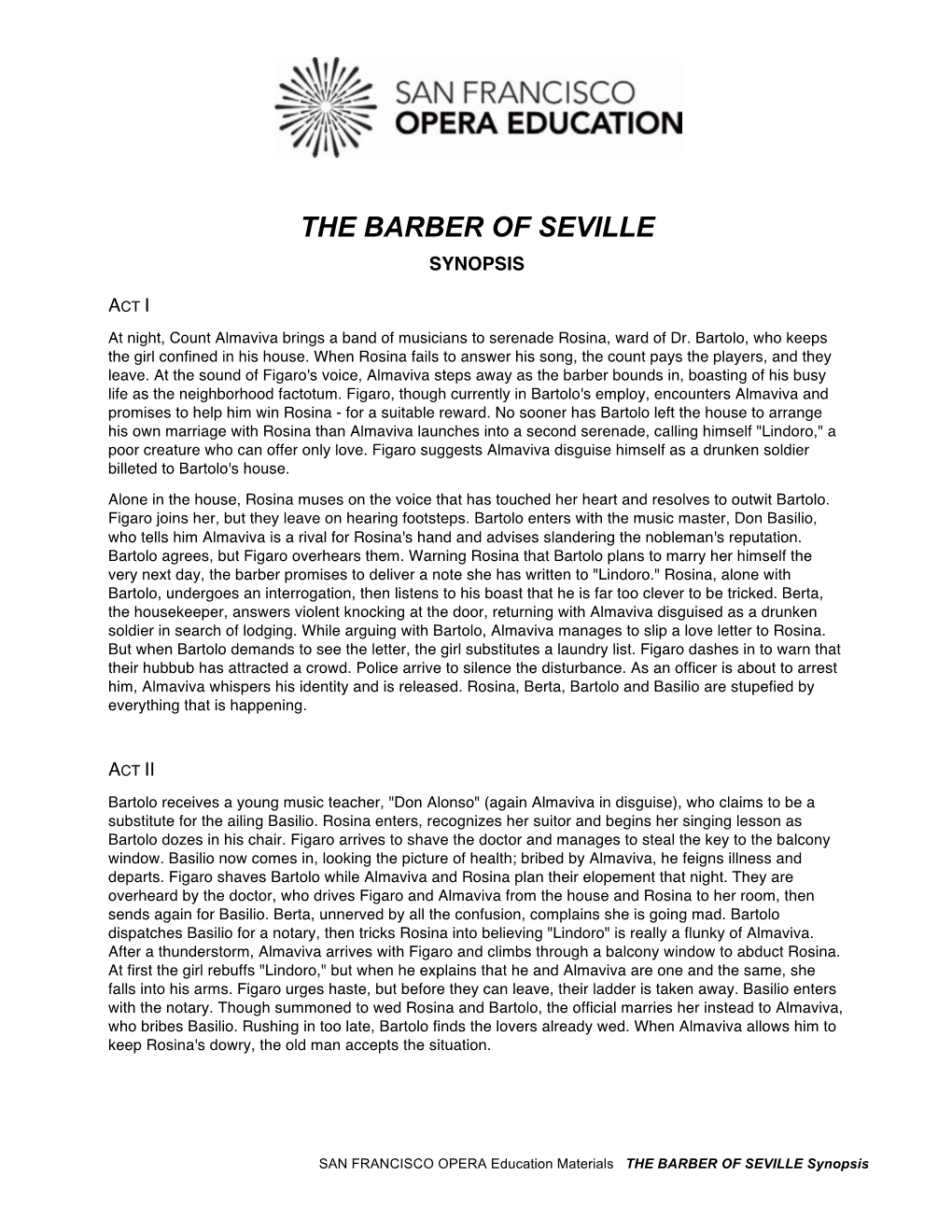 The Barber of Seville Synopsis