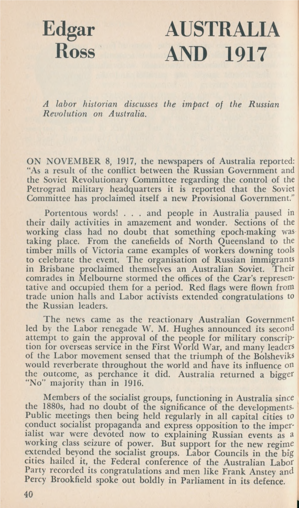 Australia and 1917