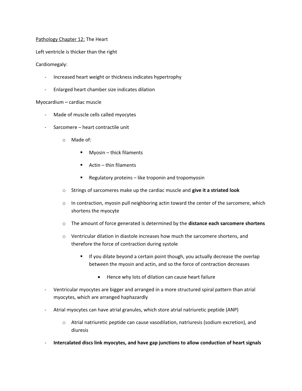 Pathology Chapter 12: the Heart