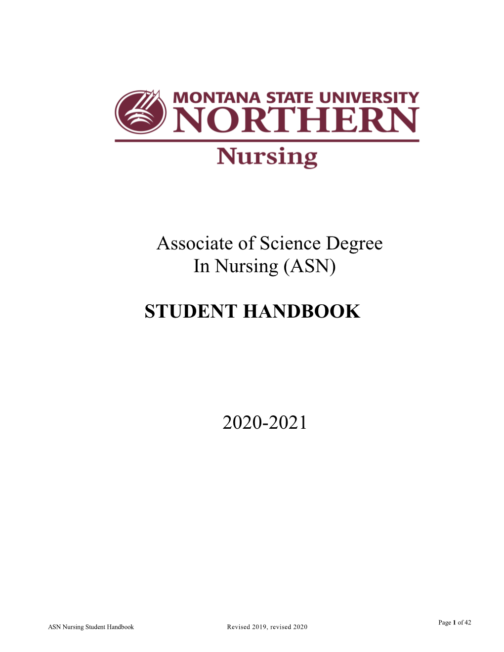 (Asn) Student Handbook 2020-2021