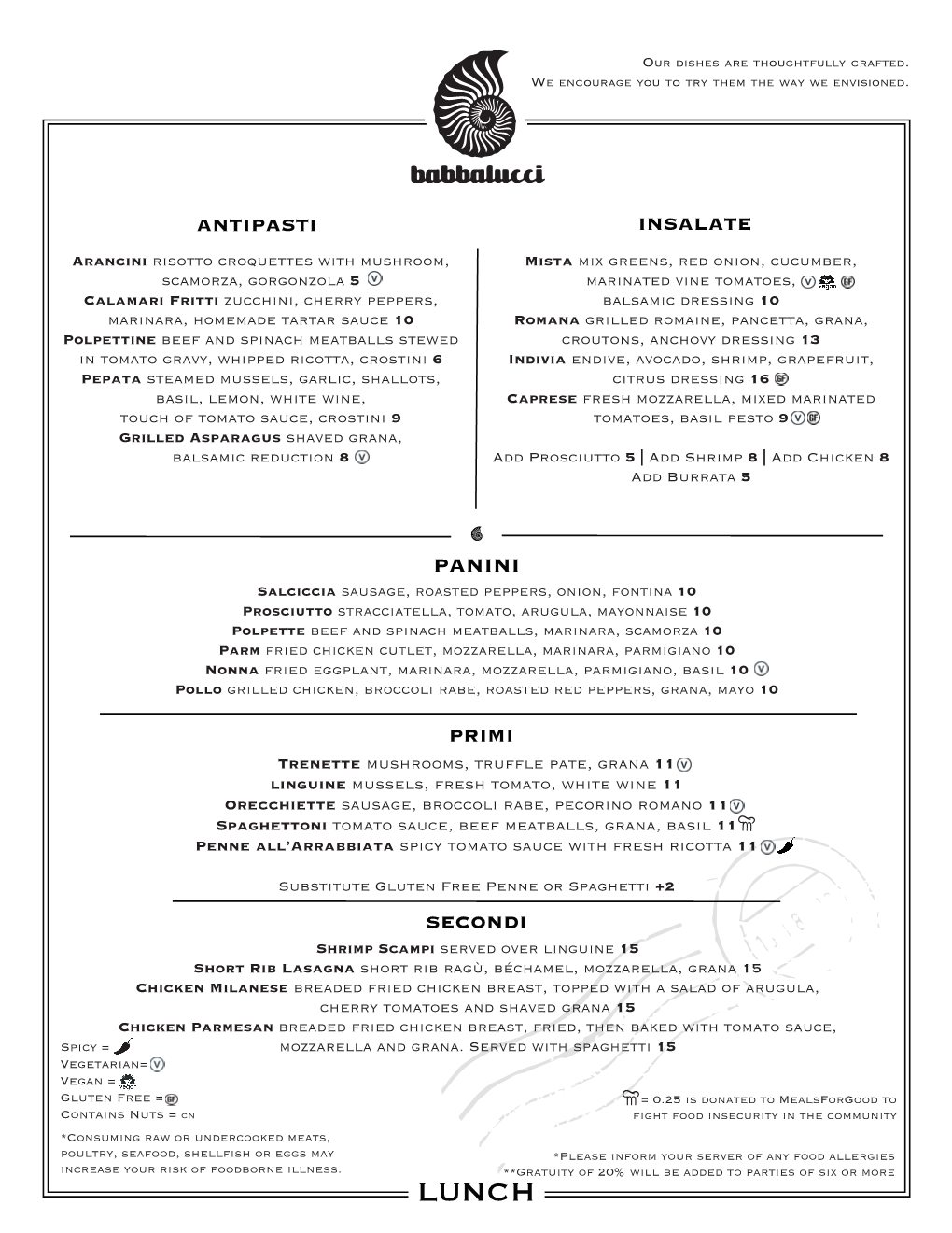 Spring 19 Lunch Menu