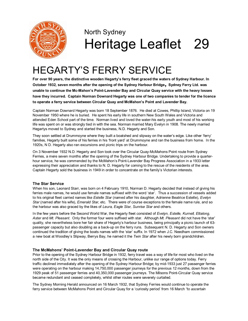 Heritage Leaflet 29