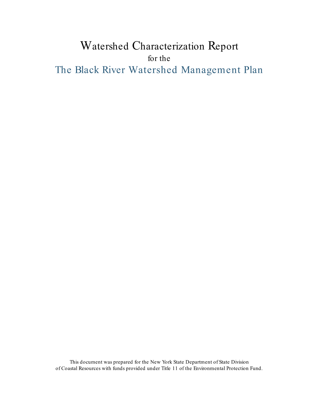 The Black River Watershed Management Plan