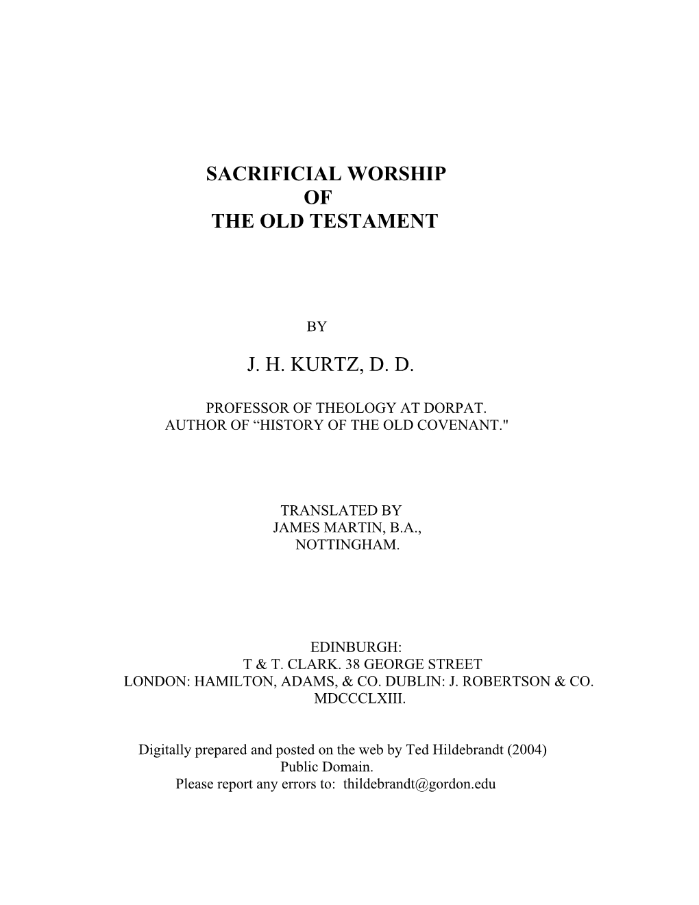 Sacrificial Worship of the Old Testament