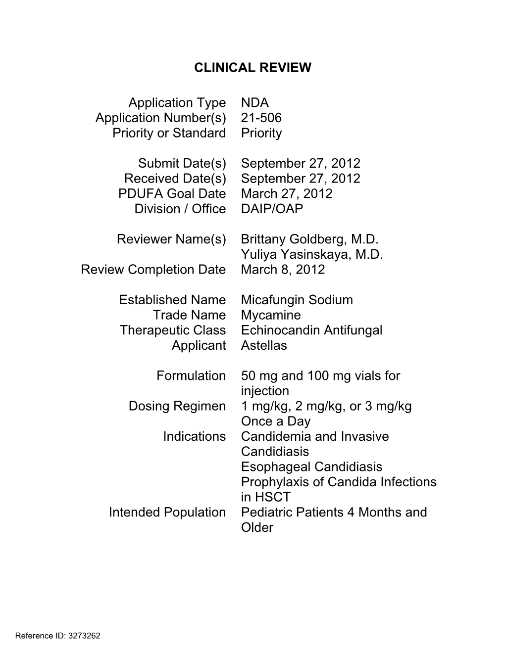 21506 Micafungin Clinical BPCA