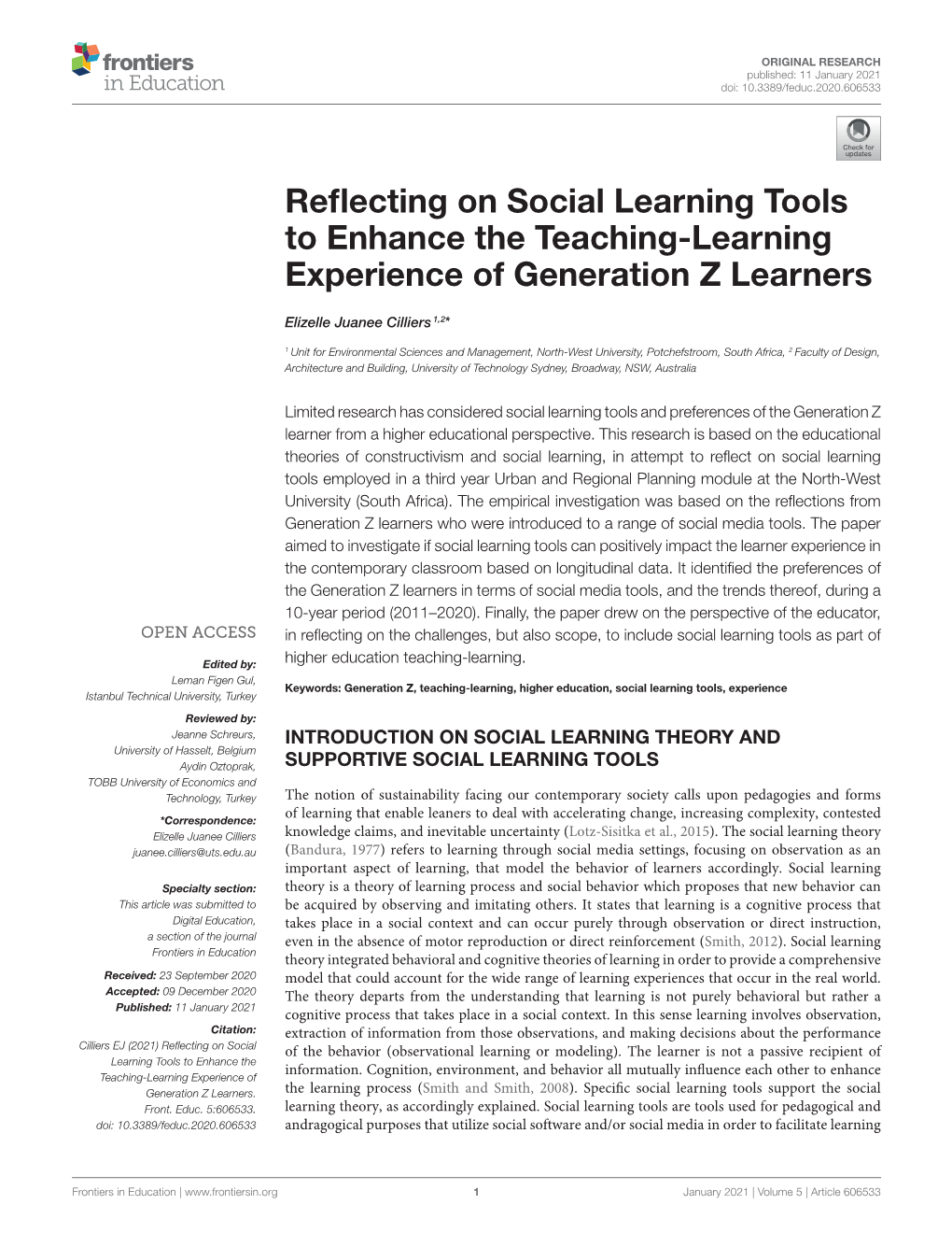 Reflecting on Social Learning Tools to Enhance the Teaching-Learning Experience of Generation Z Learners