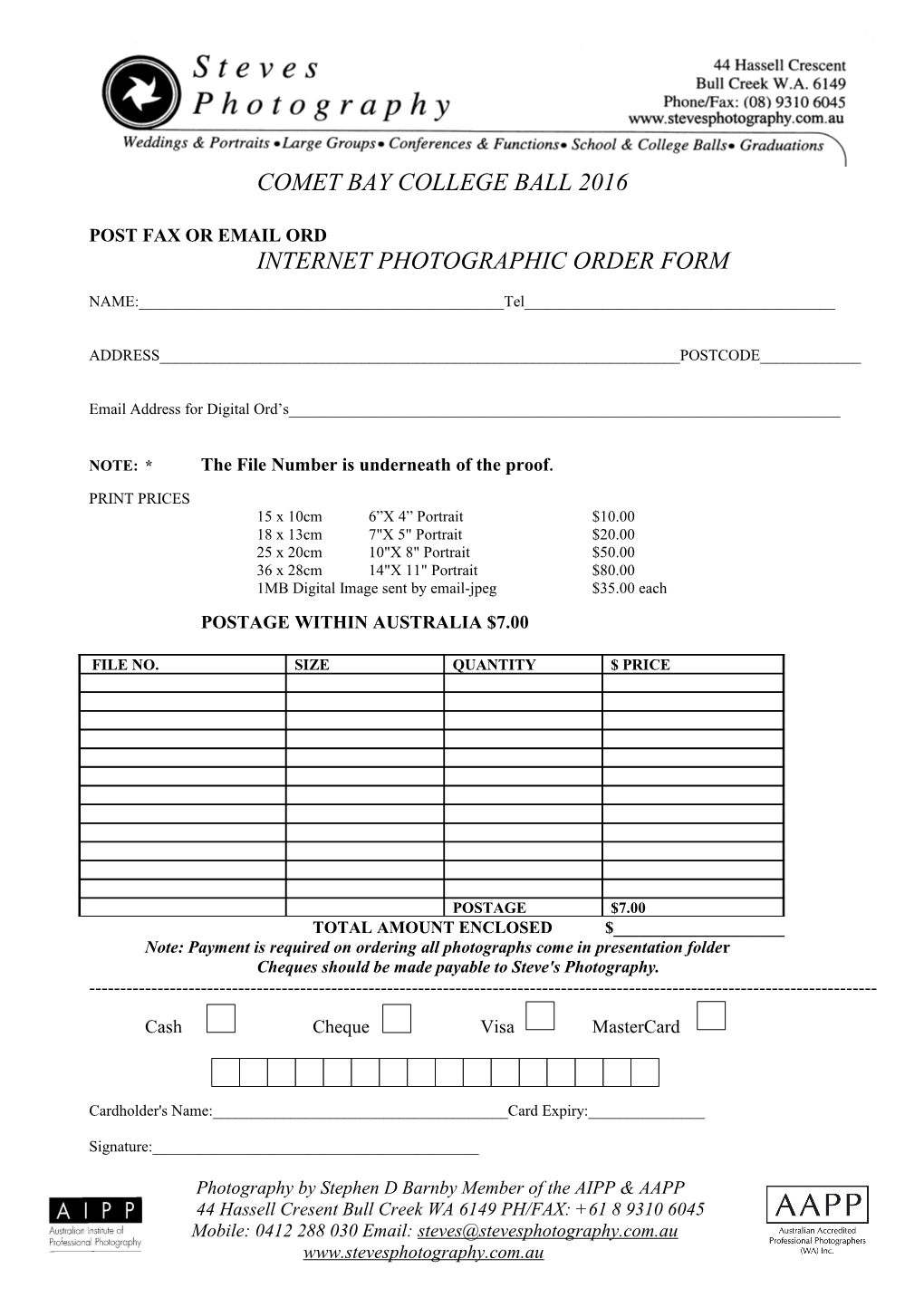 Re-Order Form