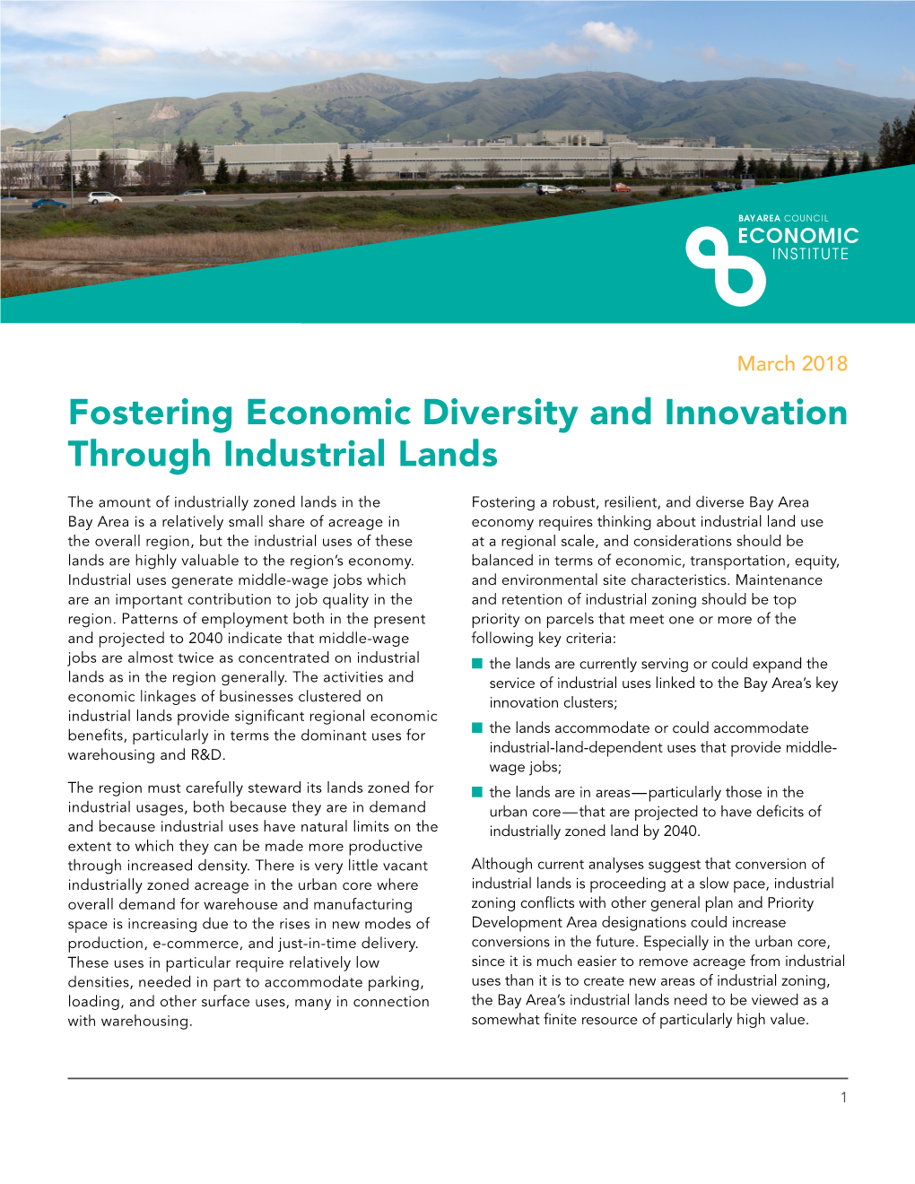 Fostering Economic Diversity and Innovation Through Industrial Lands