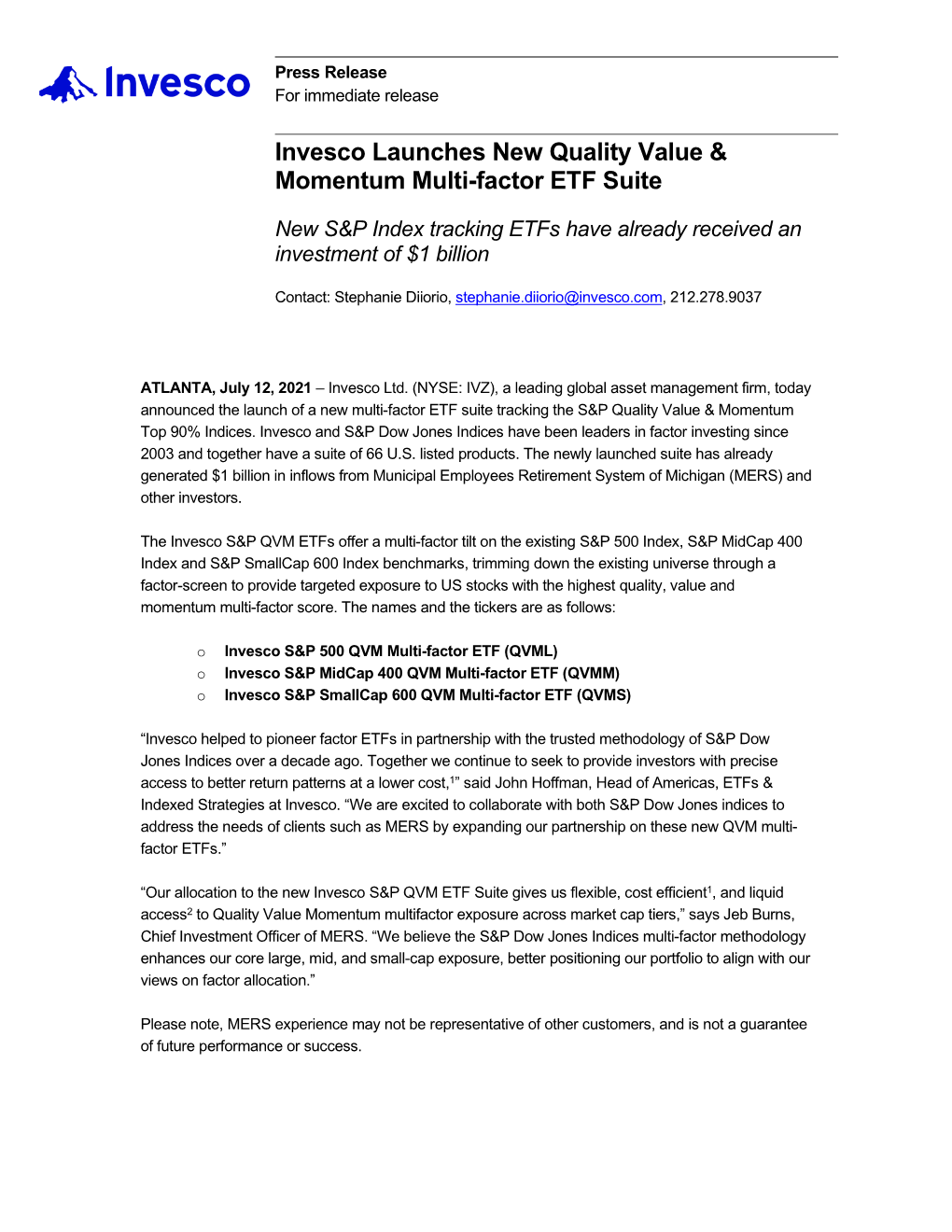 Invesco Launches New Quality Value & Momentum Multi-Factor ETF Suite