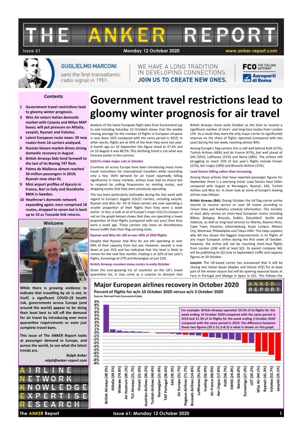 Government Travel Restrictions Lead to Gloomy Winter Prognosis for Air Travel