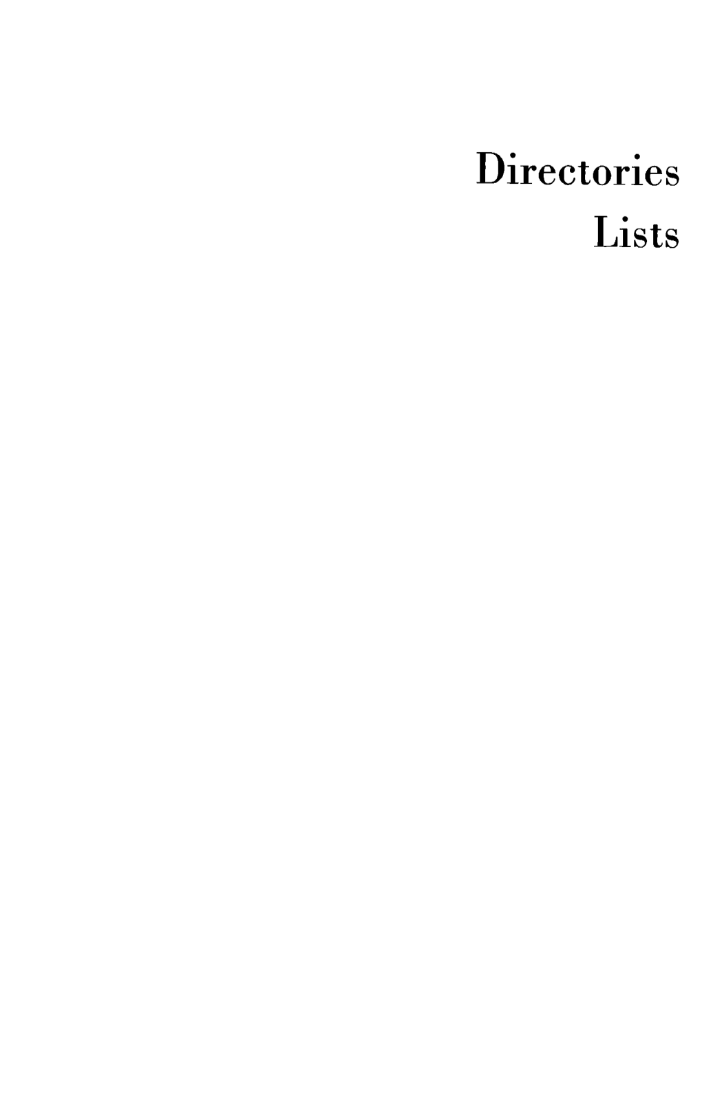 Directories Lists List of Abbreviations