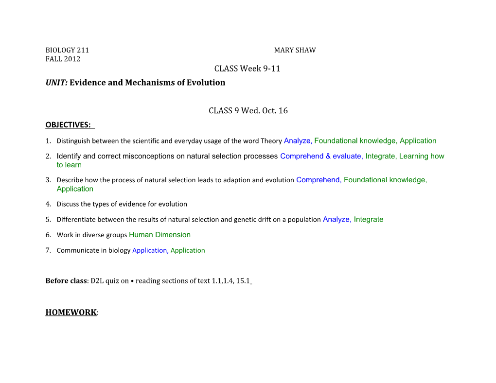 UNIT: Evidence and Mechanisms of Evolution