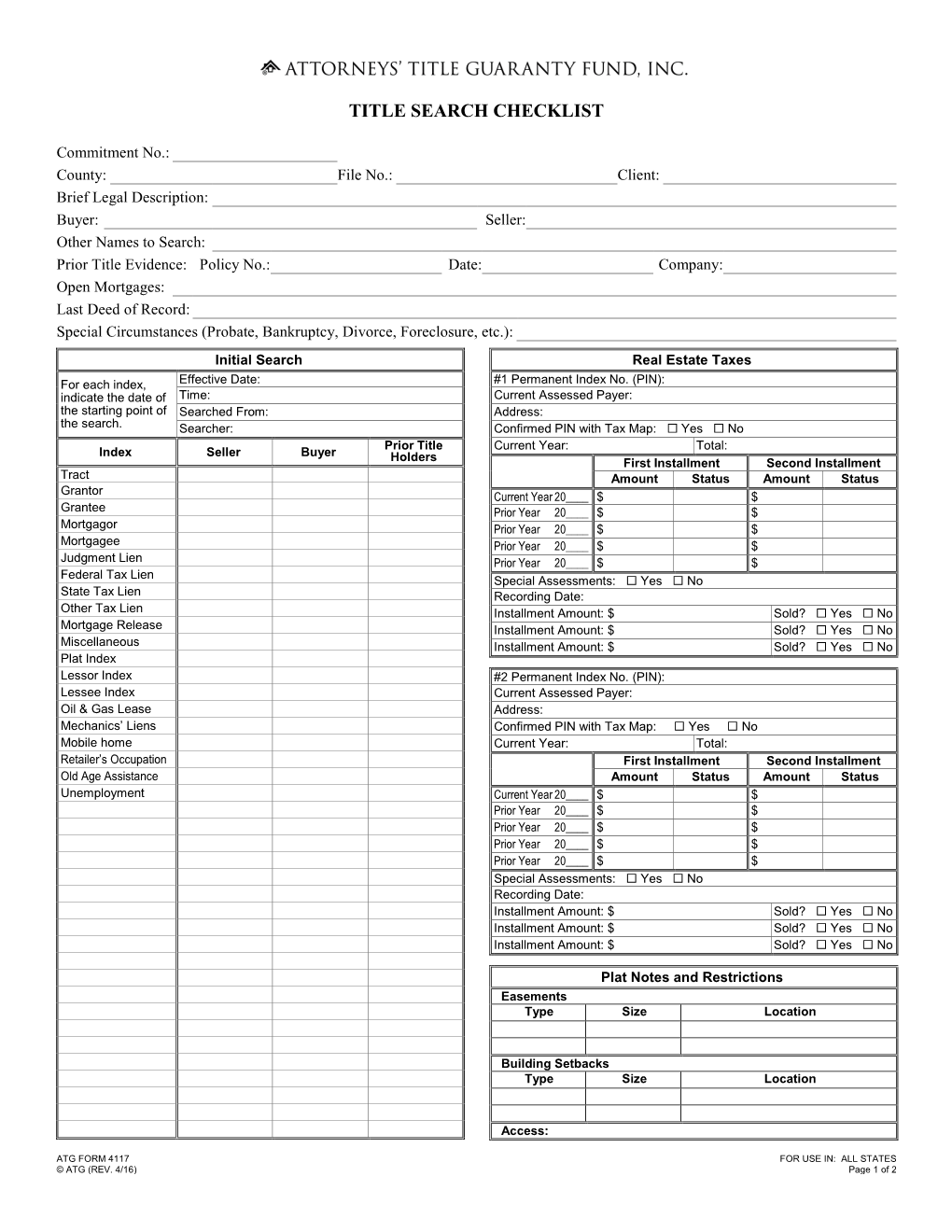 Title Search Checklist