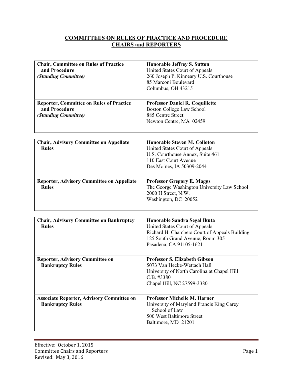 COMMITTEE on RULES of PRACTICE and PROCEDURE (Standing Committee)