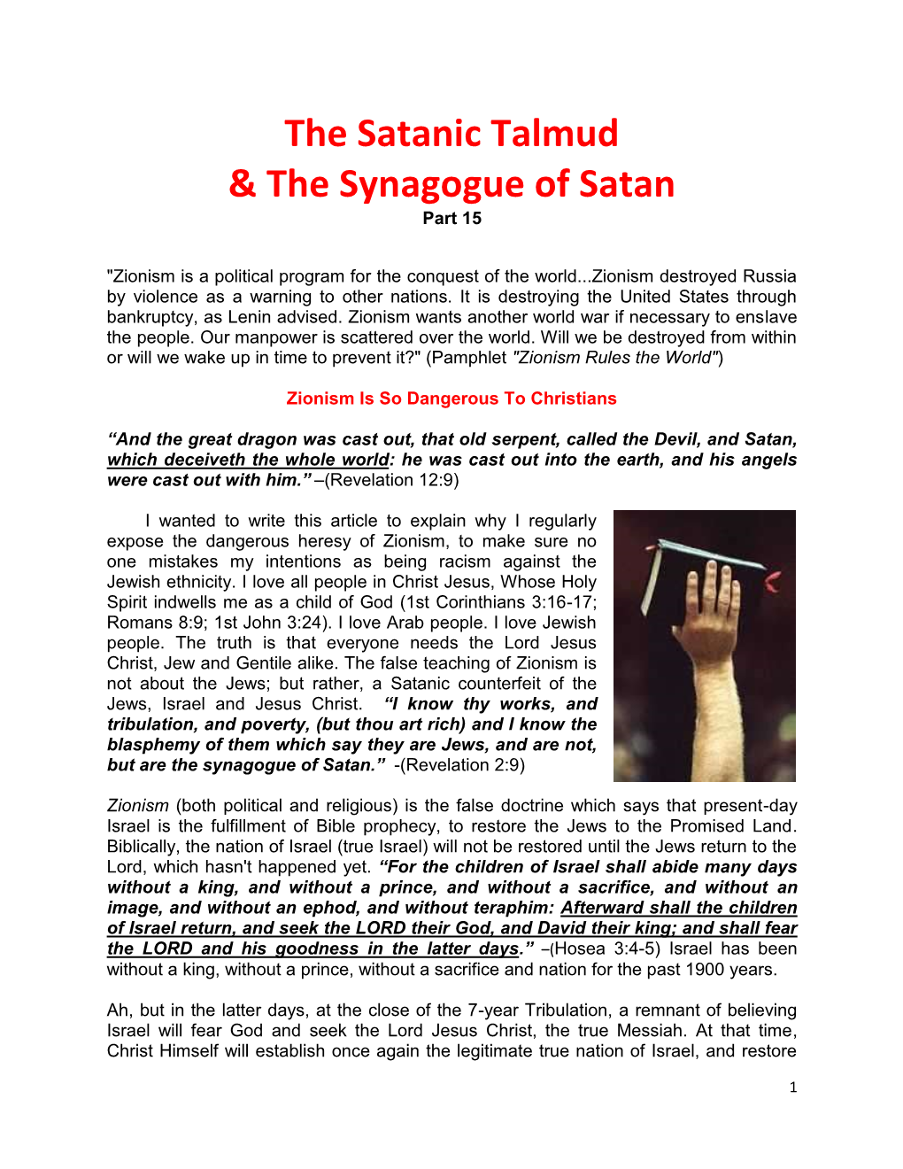 The Satanic Talmud & the Synagogue of Satan