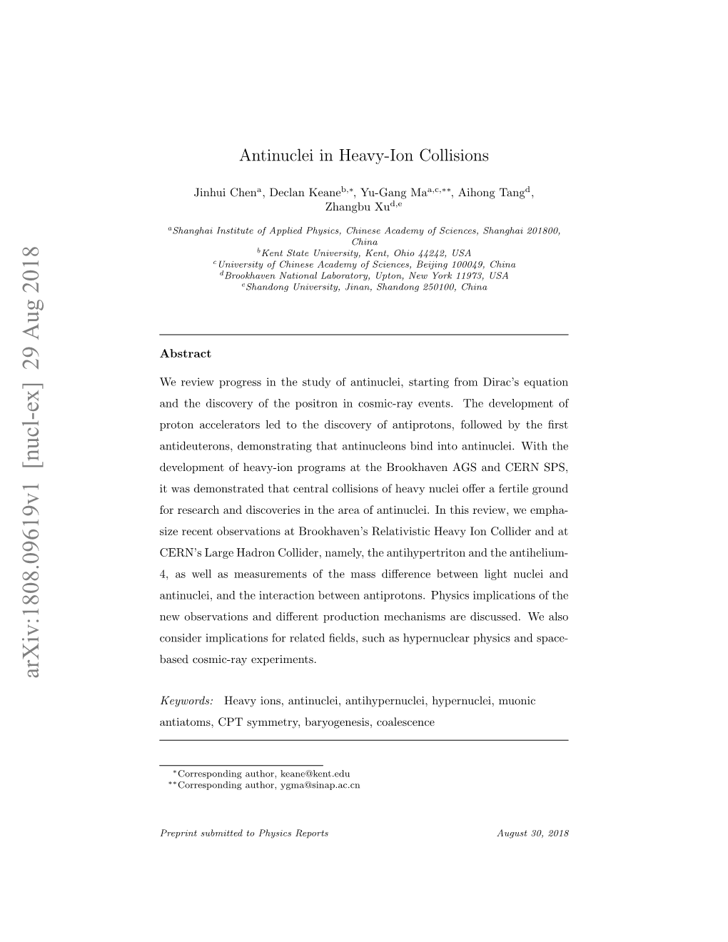 Arxiv:1808.09619V1 [Nucl-Ex] 29 Aug 2018