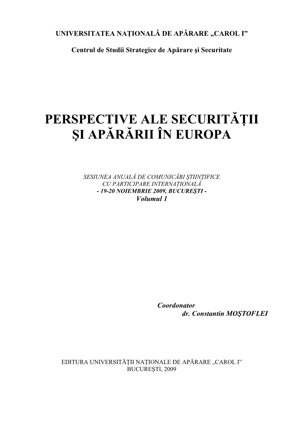 Perspective Ale Securităţii Şi Apărării În Europa