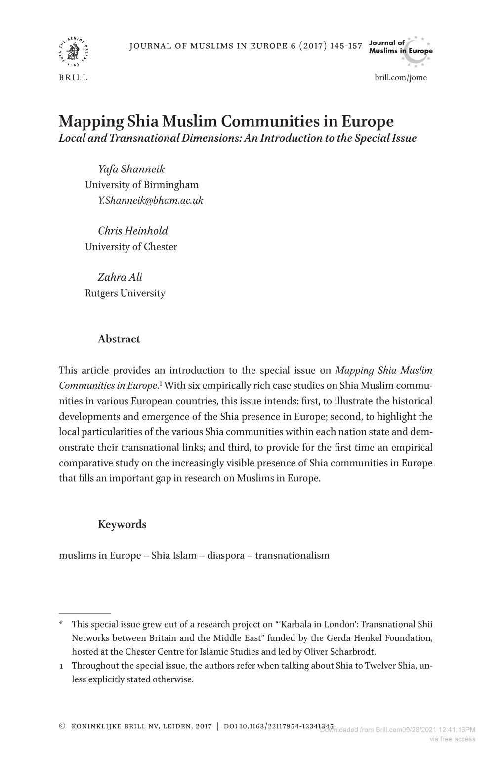 Downloaded from Brill.Com09/28/2021 12:41:16PM Via Free Access 146 Shanneik, Heinhold and Ali