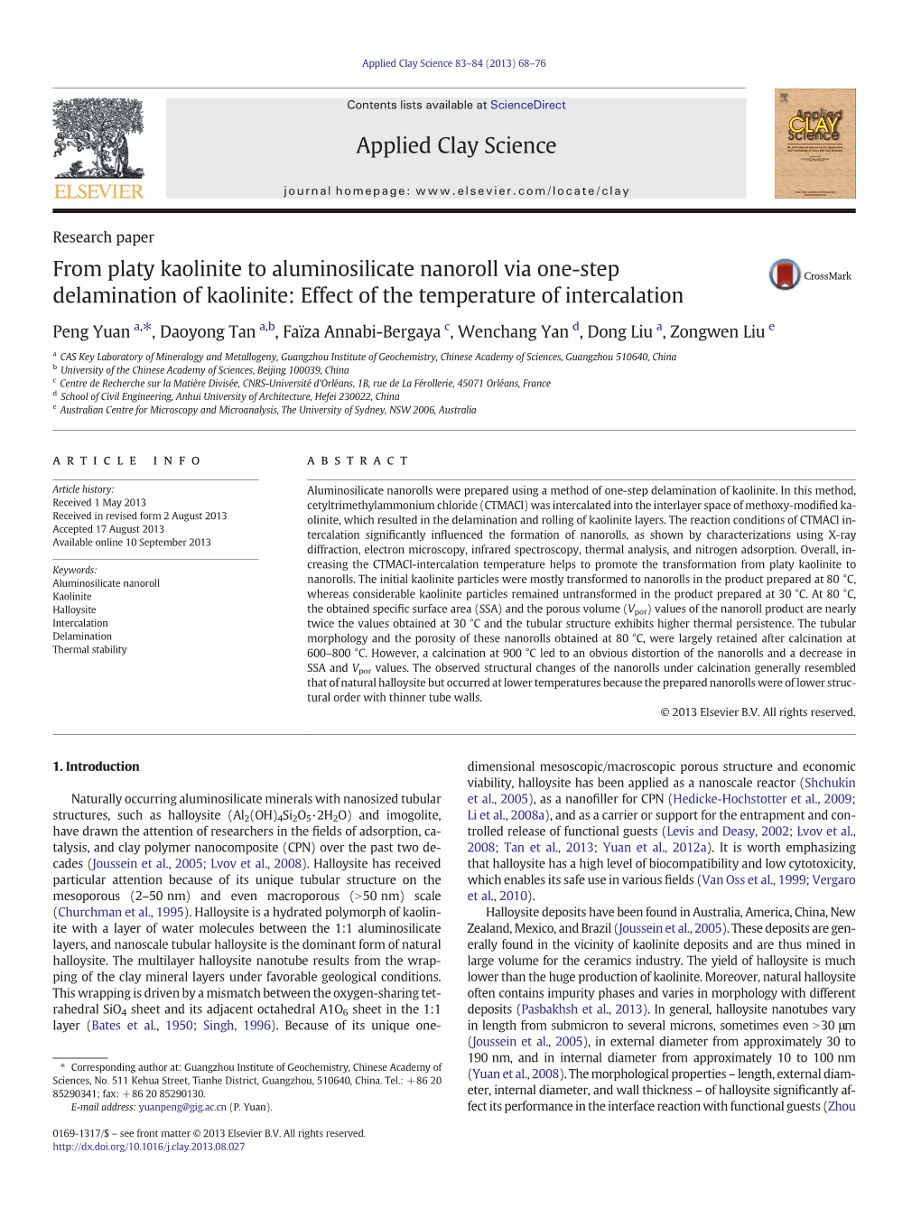 From Platy Kaolinite to Aluminosilicate Nanoroll Via One-Step Delamination of Kaolinite: Effect of the Temperature of Intercalation