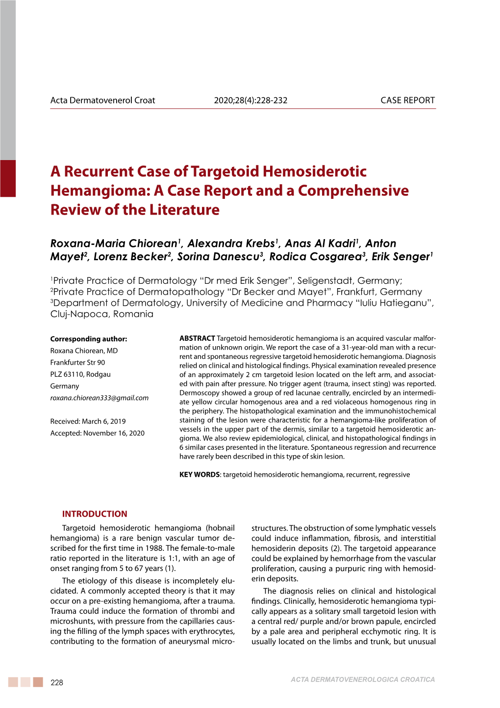 A Recurrent Case of Targetoid Hemosiderotic Hemangioma: a Case Report and a Comprehensive Review of the Literature